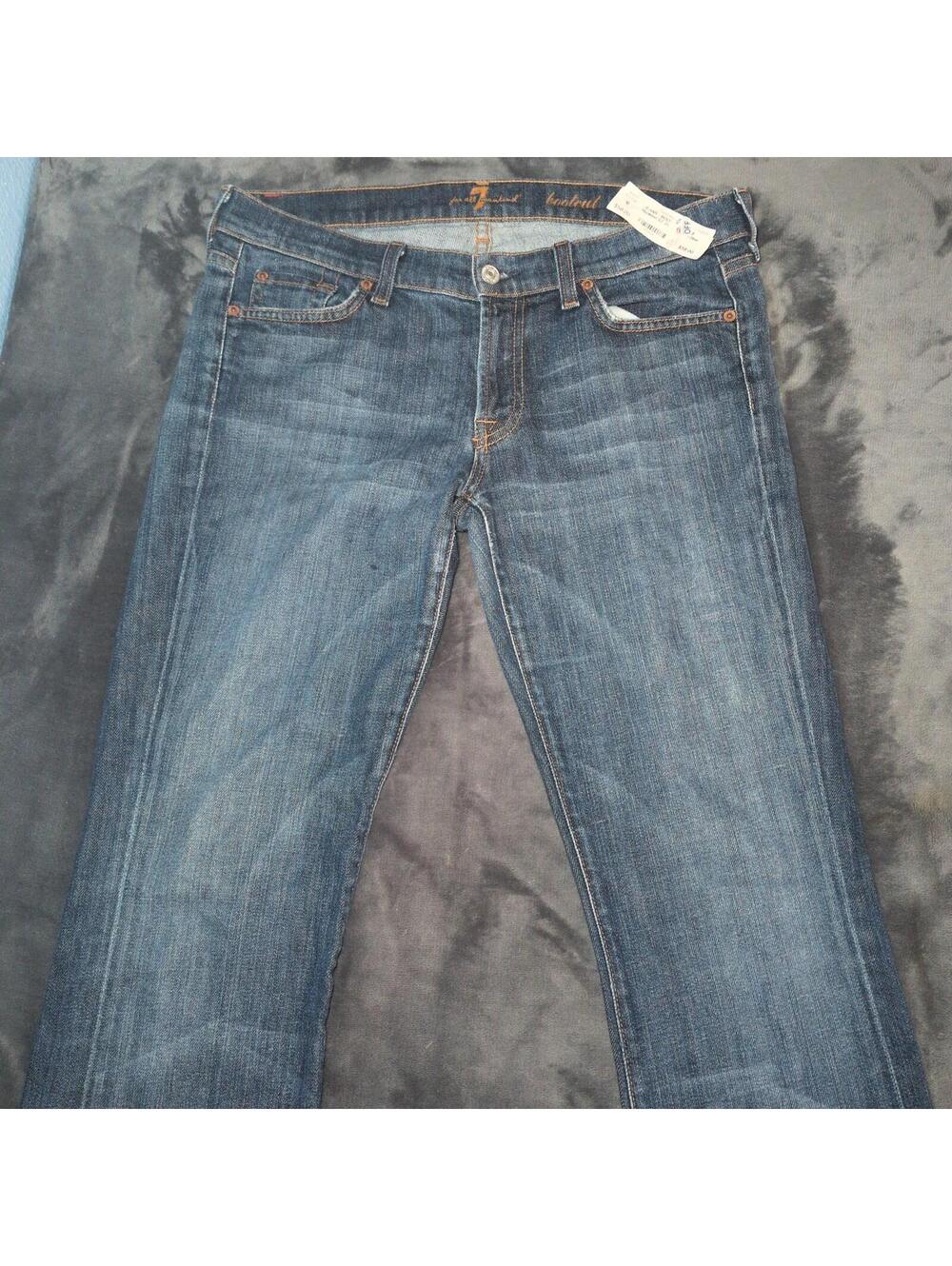 7 For All Mankind Organic Denim Bootcut Jean Women Size 31 Raw Hem USA